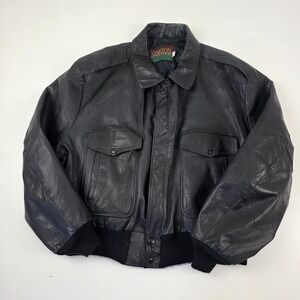 Vintage 90s Oakton Limited Jacket Mens 2XL Black Leather Bomber Quilted Pockets